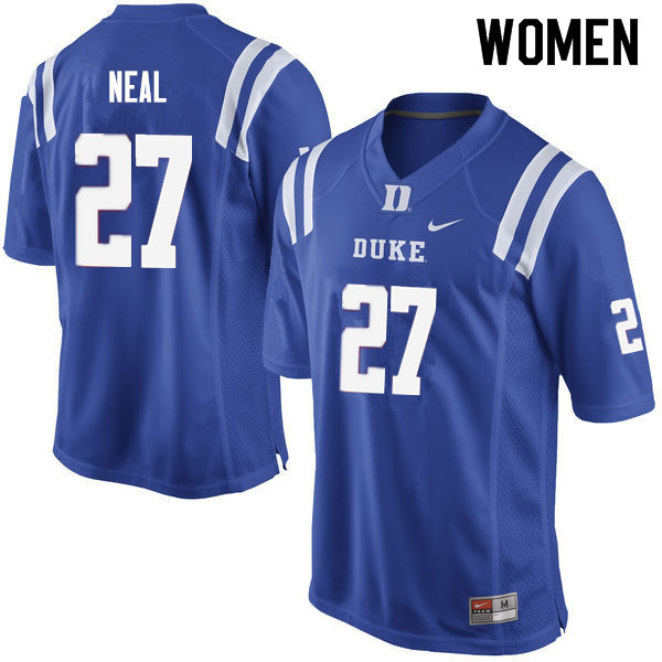 Women #27 Damani Neal Duke Blue Devils College Football Jerseys Sale-Blue